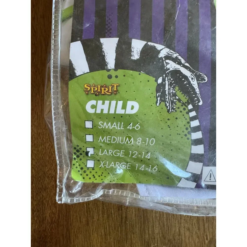 Spirit Halloween Beetlejuice Girls Costume Large 12-14 Dress Tie Missing Bow